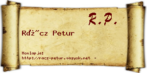 Rácz Petur névjegykártya
